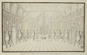 Display Wall with Silver and Gold Vases in the Tower Room of Dresden Palace by Raymond Leplat